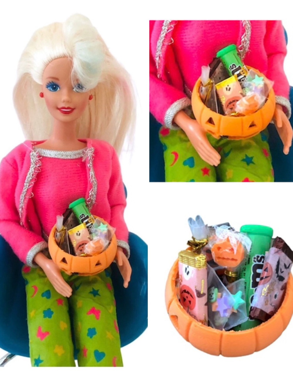 Dollhouse Miniature HALLOWEEN PUMPKIN Bucket Candy Chocolate Trick or Treat